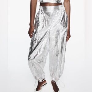ZARA silver joggers, XS